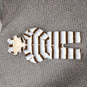 Warm Fleece bear hood bodysuit snowsuit